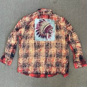 Angry Minnow Flannel Shirt w/ Indian Skull motif L